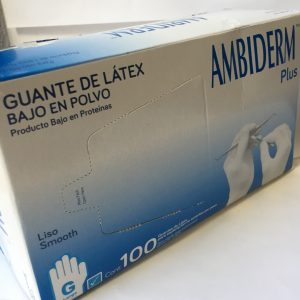 Guantes de Latex azul Ambiderm, caja con 50 pares.