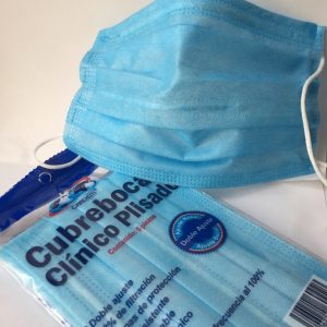 Cubrebocas Cardem azul plisado 3 capas protección, paquete con 5.