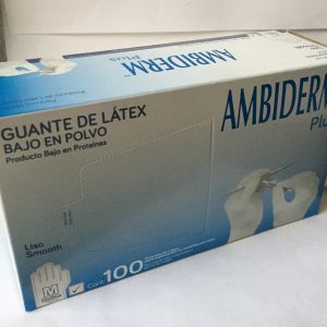 Guantes de Latex blanco Ambiderm, caja con 50 pares.